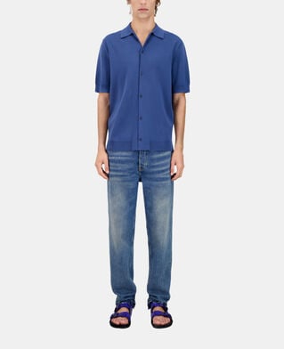 The Kooples H MIDDLE NAVY blue short-sleeved knitted shirt