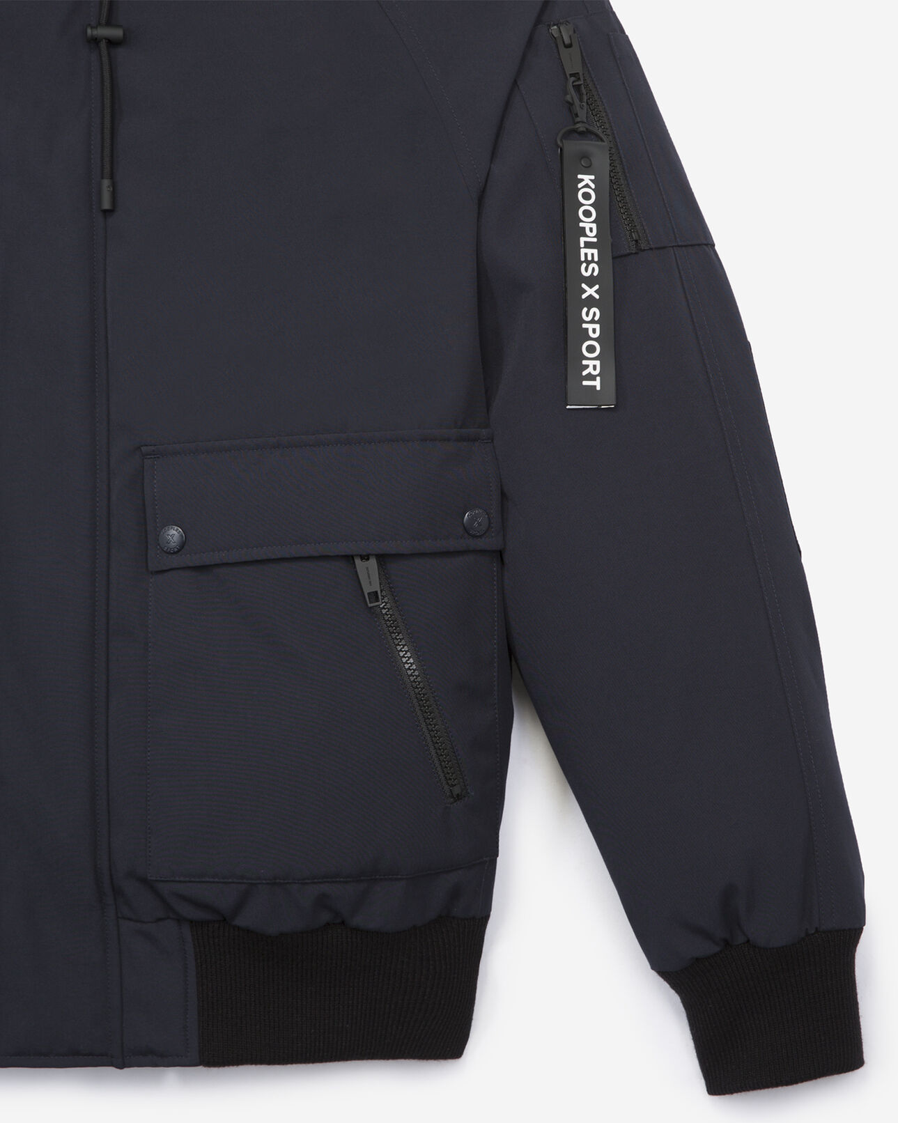 The Kooples HOMME DARK NAVY doudoune nylon bleue courte à capuche