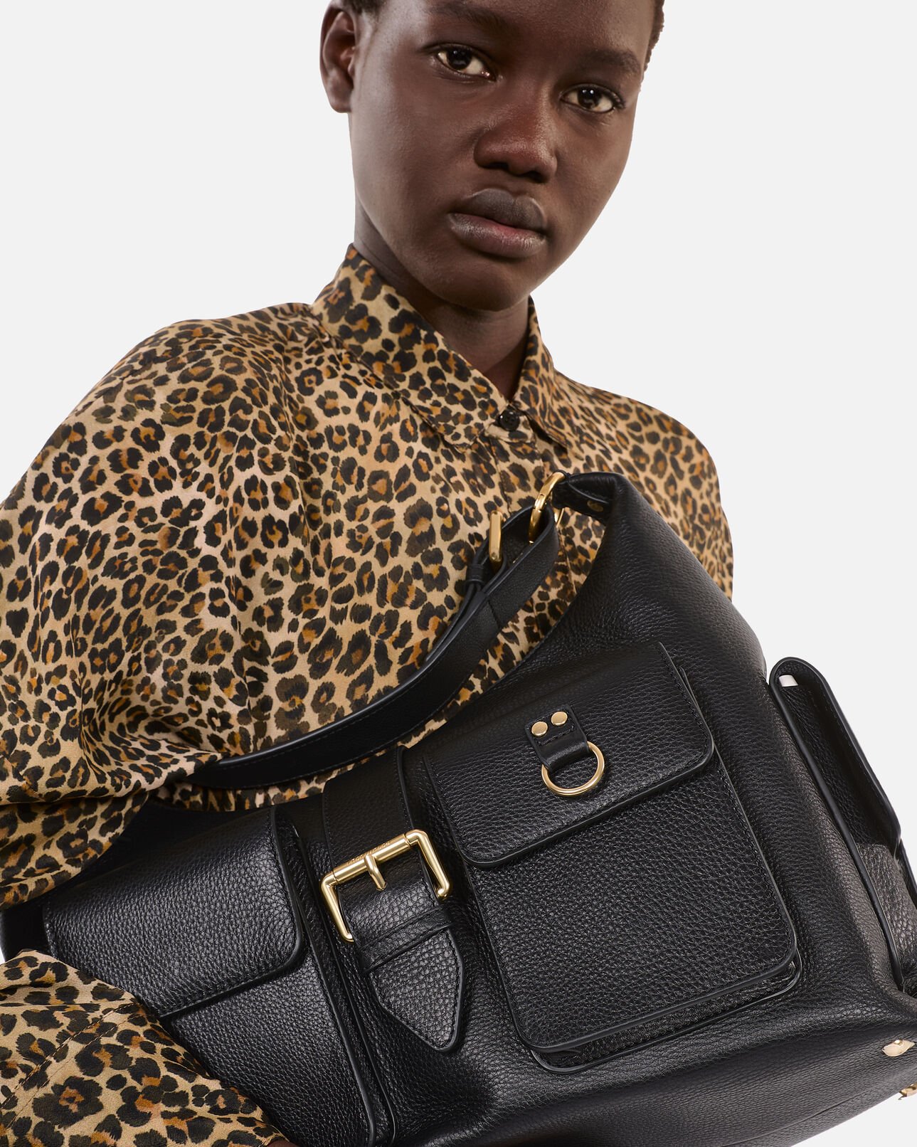 The Kooples WOMEN BLACK black leather amelia xl bag