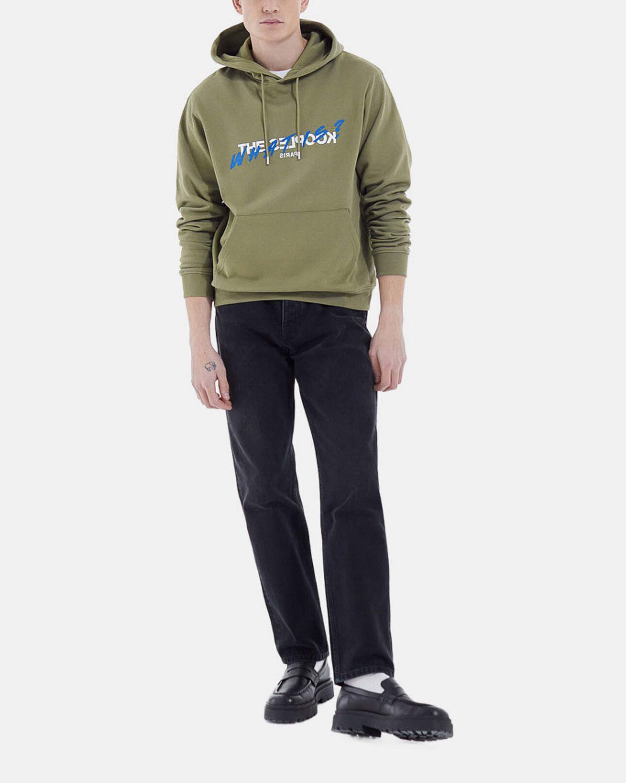 The Kooples HOMME KAKI sweat capuche coton kaki logo what is