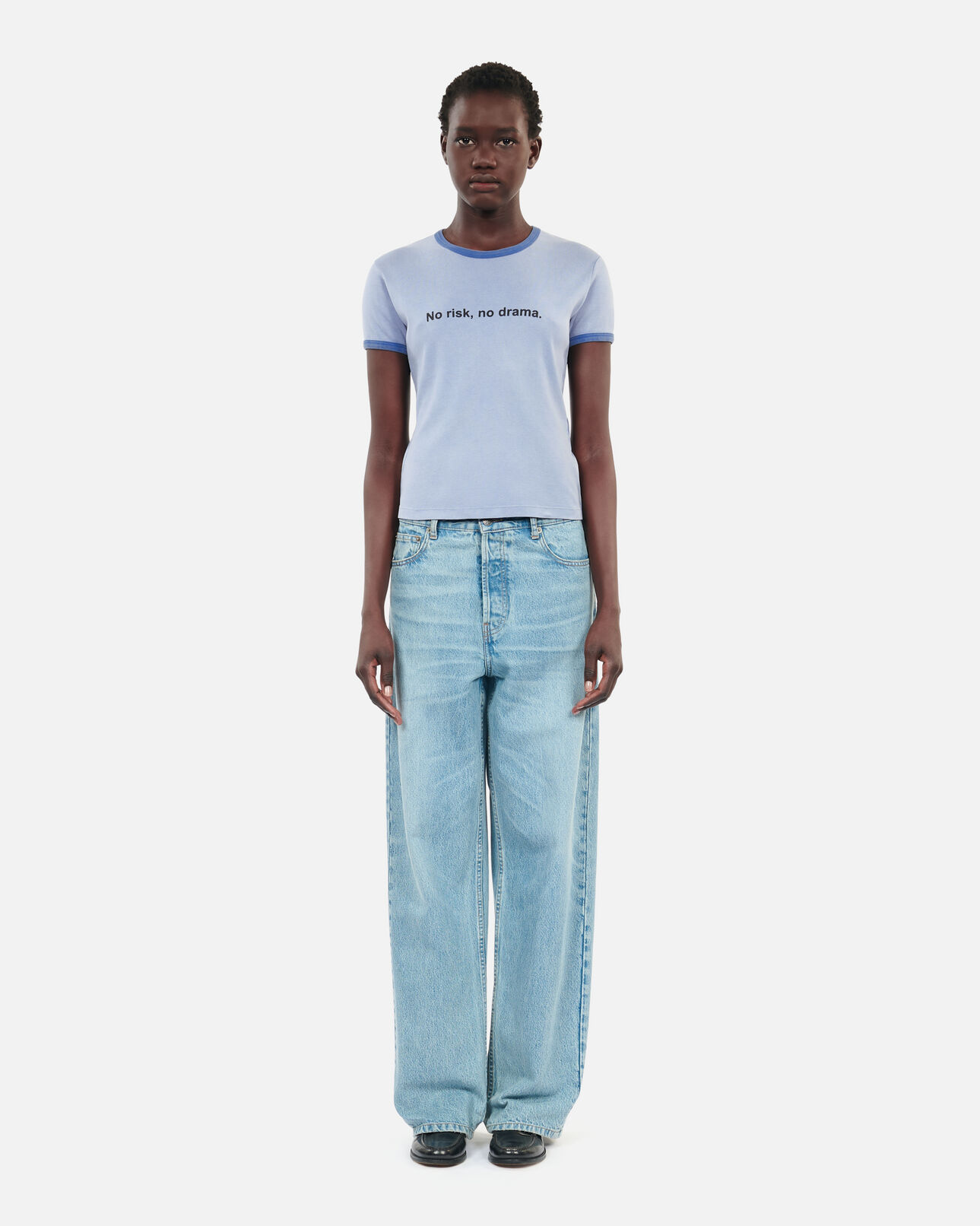The Kooples WOMEN STONE BLUE blue no risk serigraphy t-shirt