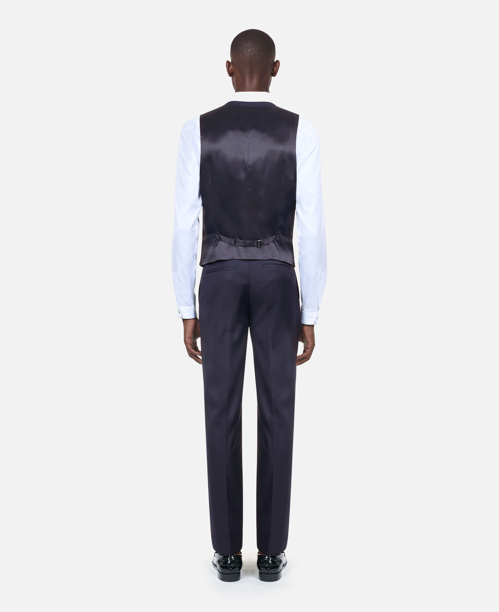 The Kooples MEN NAVY navy blue wool fitted tuxedo waistcoat