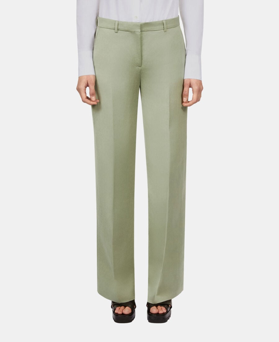 The Kooples WOMEN KAKI GREY light green linen suit trousers