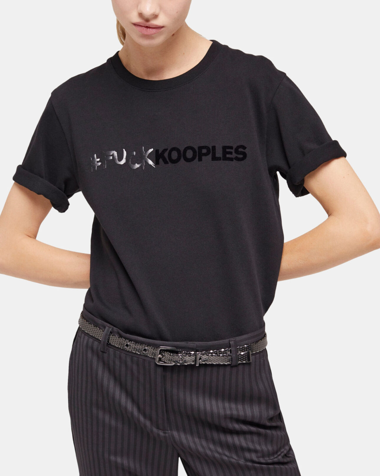 The Kooples MUJER BLACK camiseta logotipo negra para mujer
