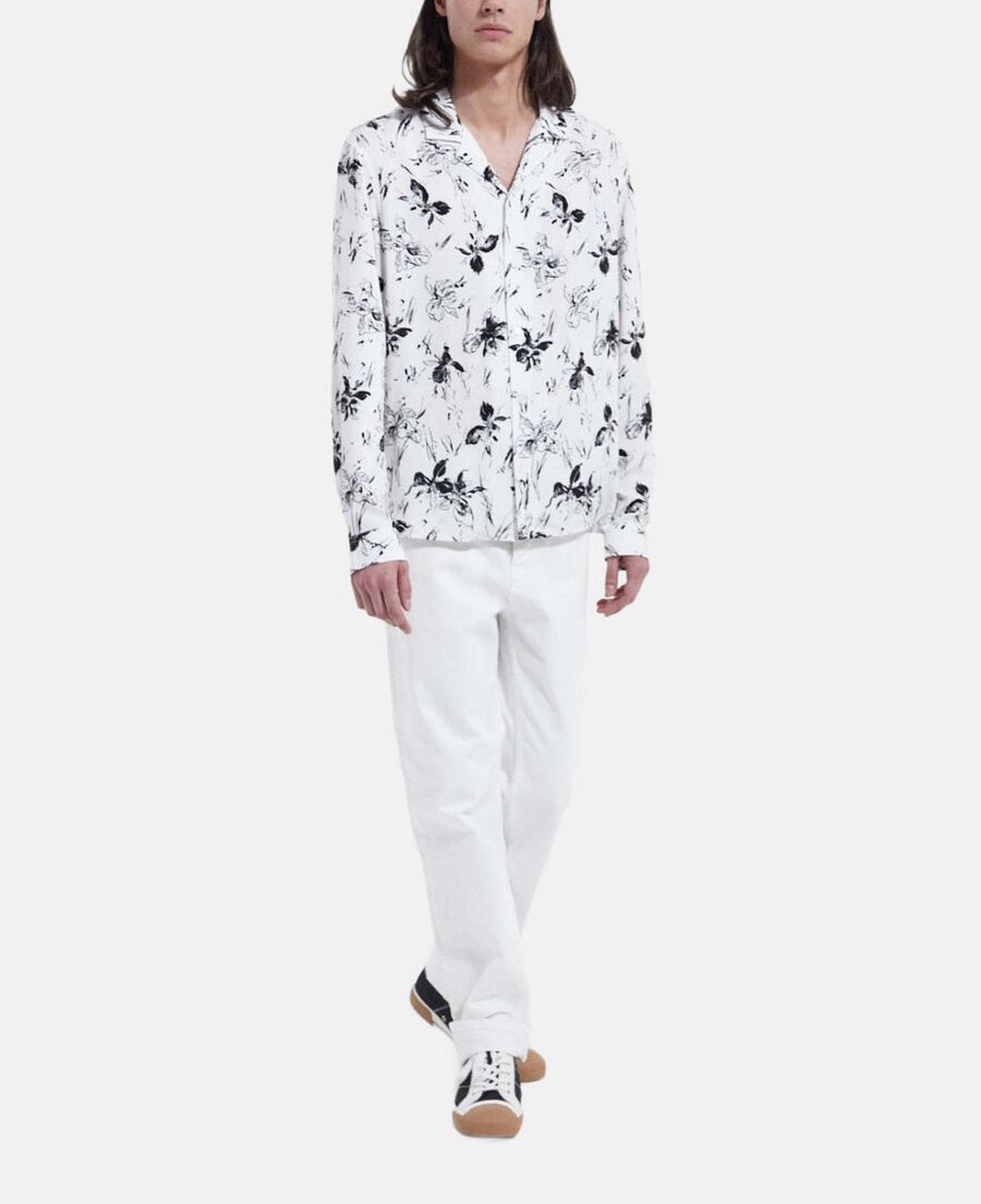 The Kooples HOMME WHITE / BLACK chemise homme blanche imprimé fleuri