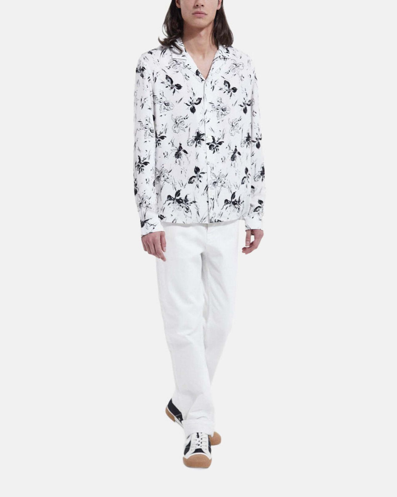 The Kooples MEN WHITE / BLACK men's white shirt with floral print
