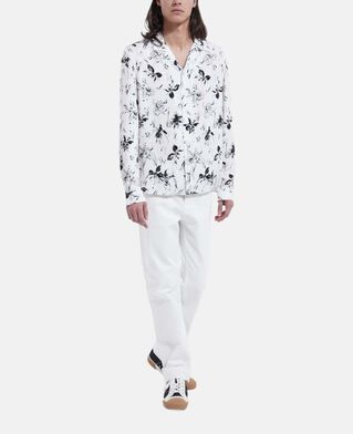 The Kooples HOMME WHITE / BLACK chemise homme blanche imprimé fleuri