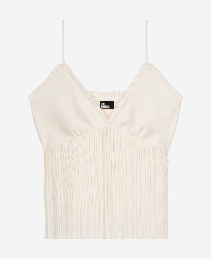 The Kooples MUJER ECRU camisola plisada color crudo