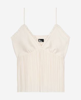 The Kooples MUJER ECRU camisola plisada color crudo