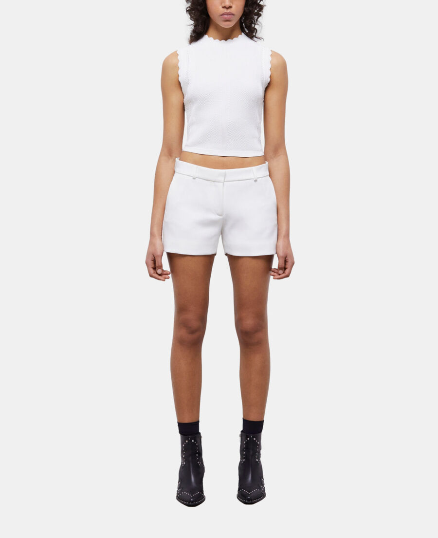 The Kooples FEMME ECRU short tailleur blanc en crêpe