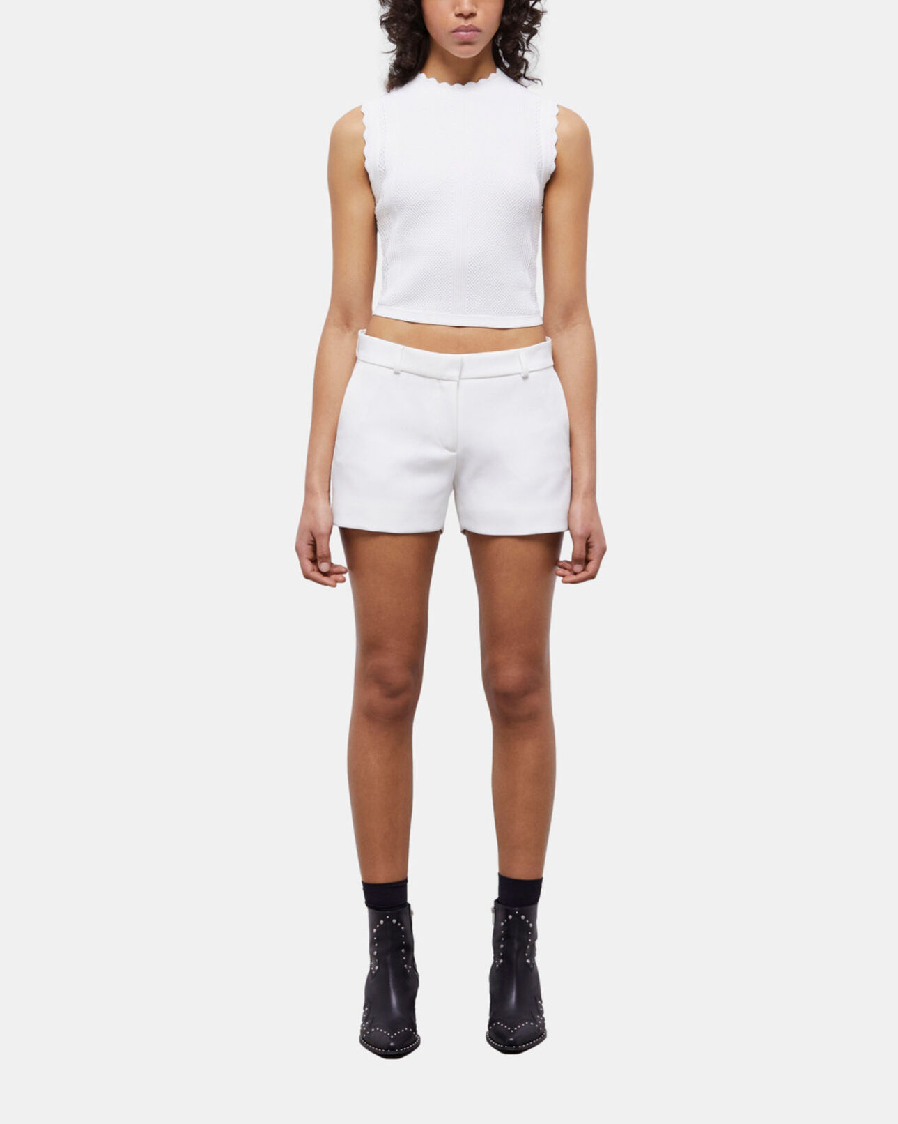 The Kooples FEMME ECRU short tailleur blanc en crêpe
