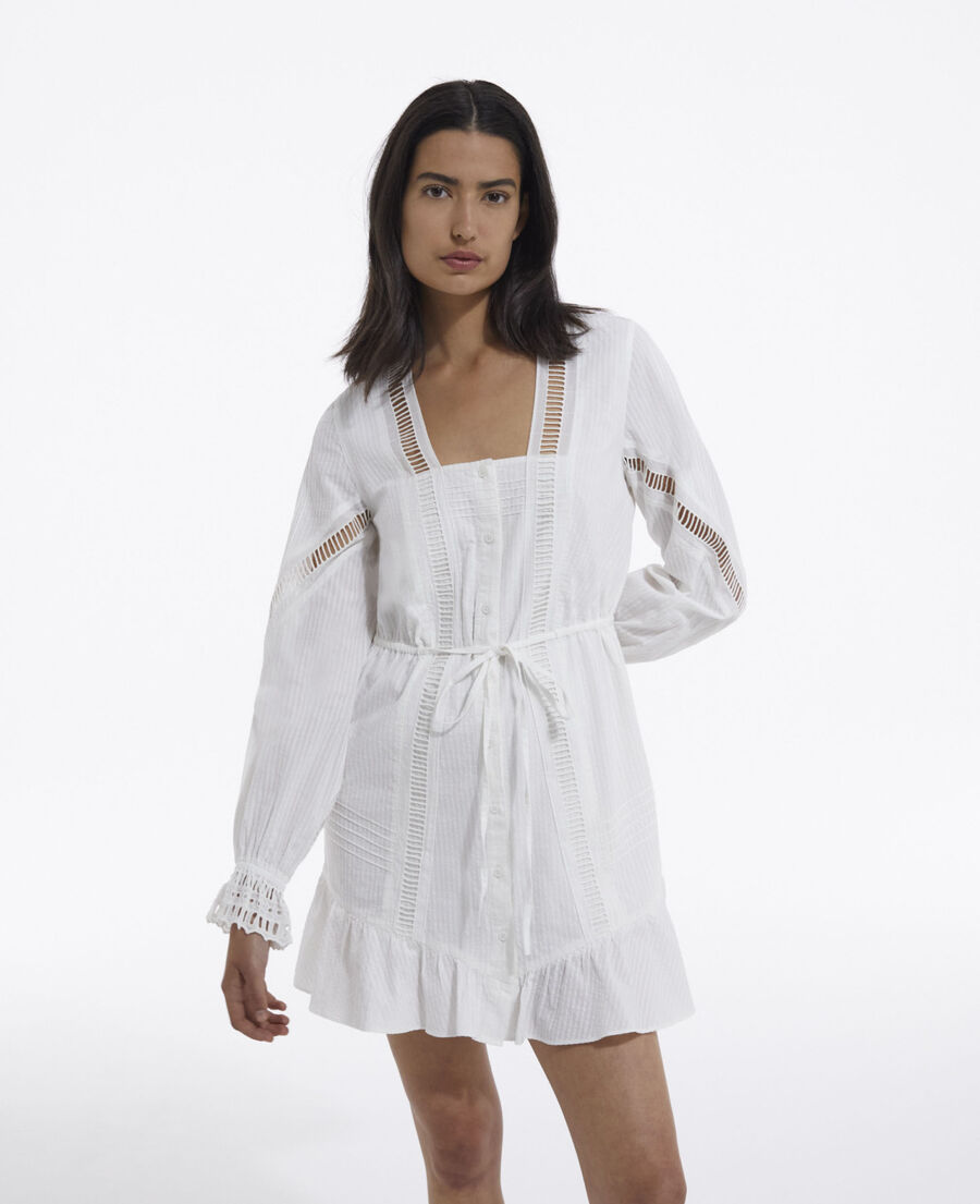 short white light dress with embroidery