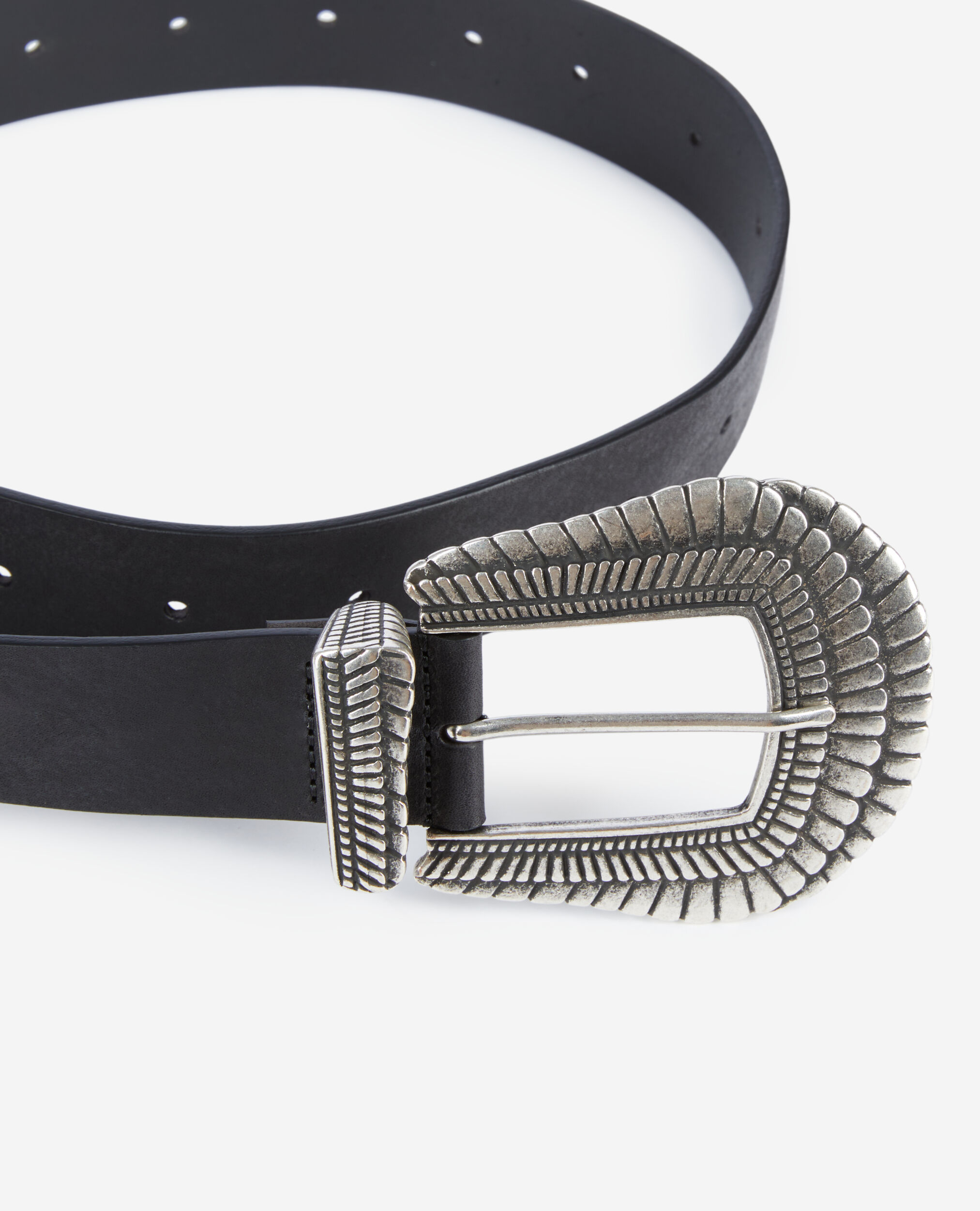 Ceinture en cuir noir, BLACK, hi-res image number null