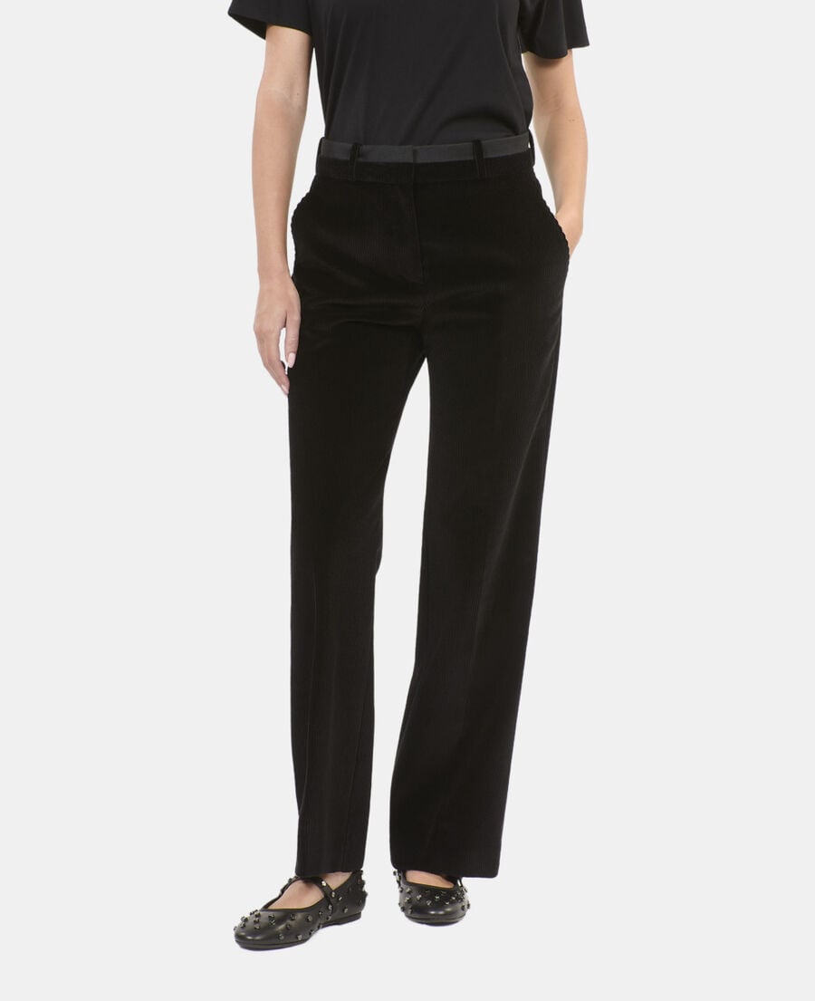 The Kooples MUJER BLACK pantalones rectos de pana negra de sastre