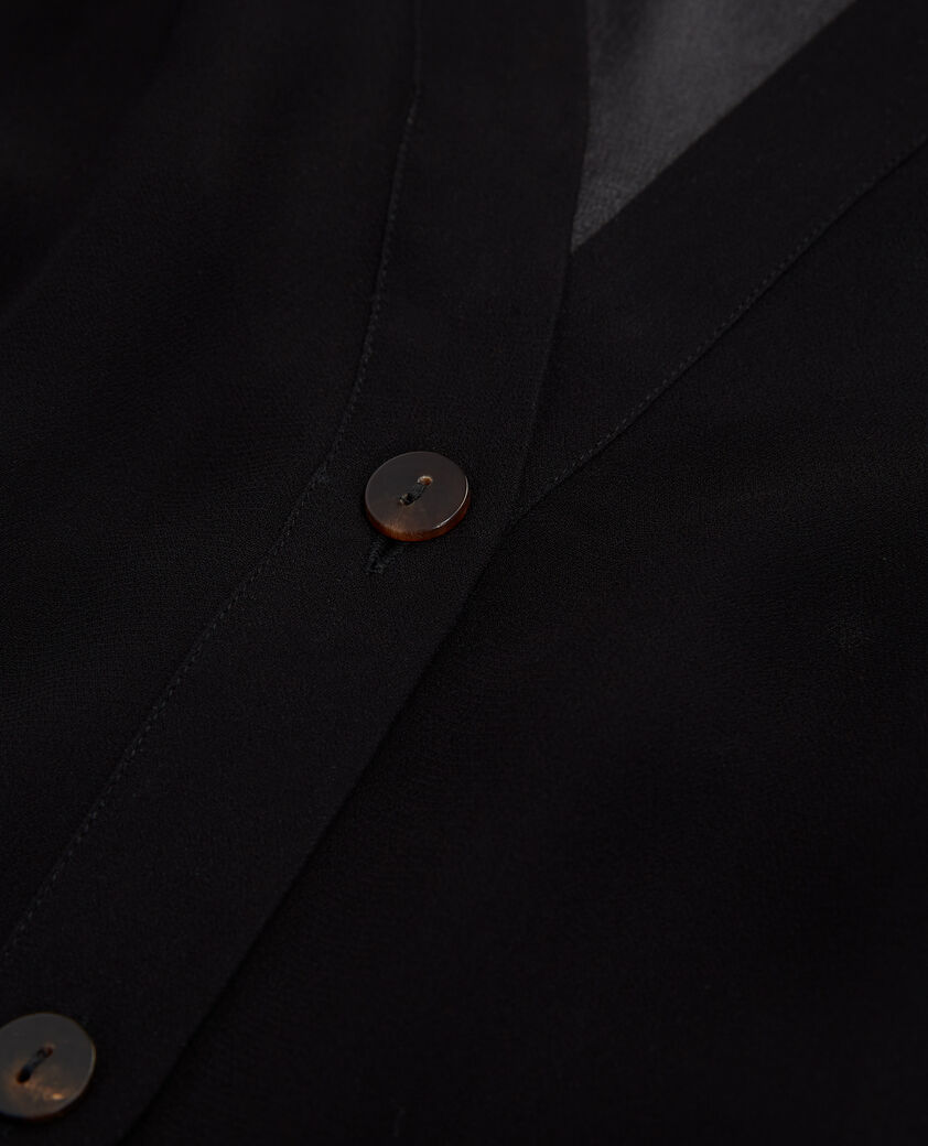 The Kooples WOMEN BLACK loose v-neck buttoned black shirt