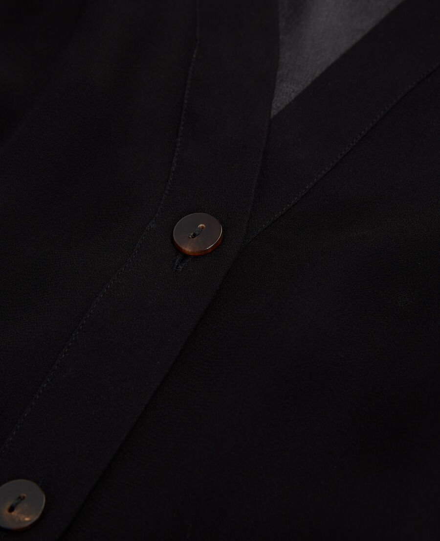 The Kooples WOMEN BLACK loose v-neck buttoned black shirt