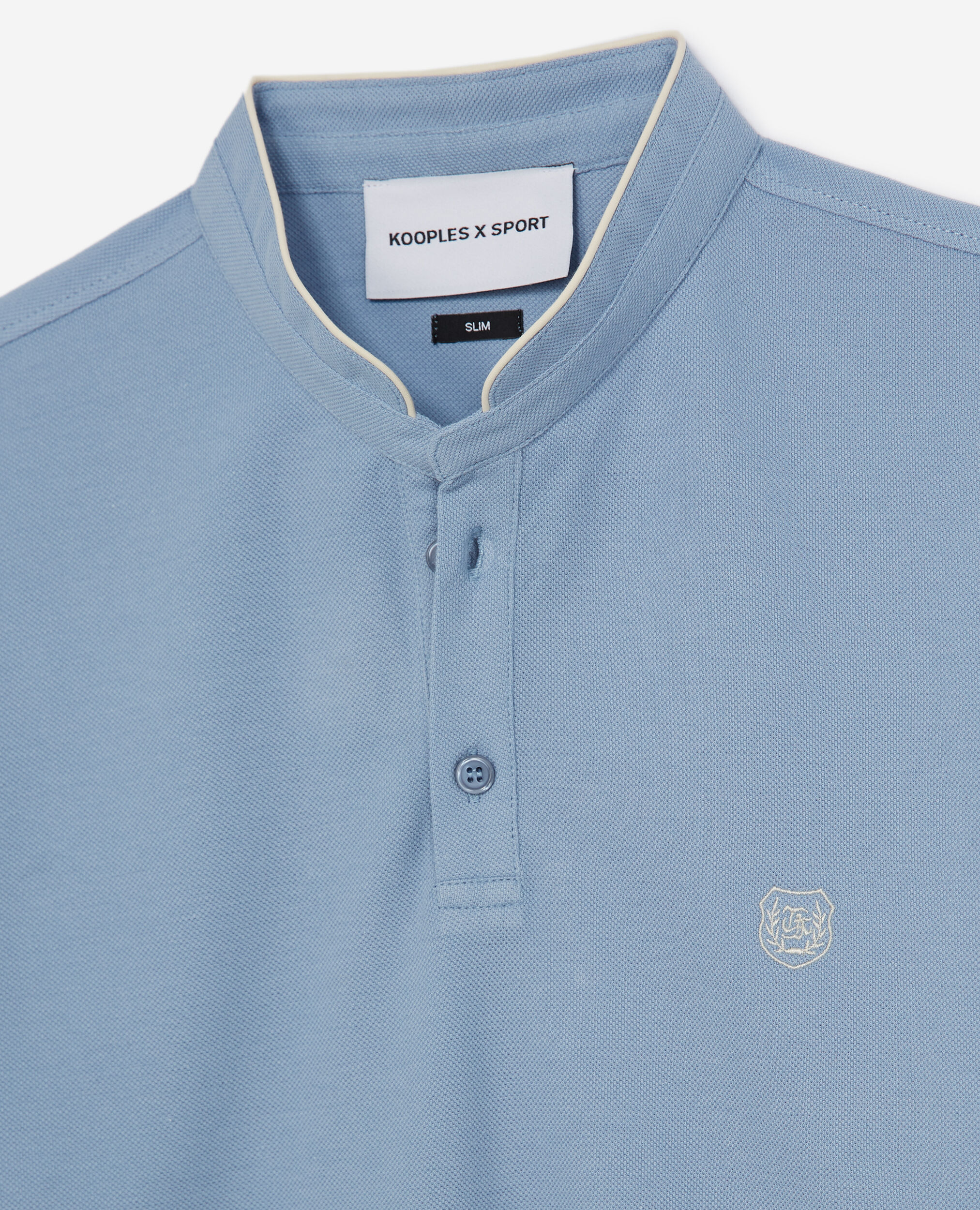 Blue polo with logo, SKY BLUE / LIGHT BEIGE, hi-res image number null
