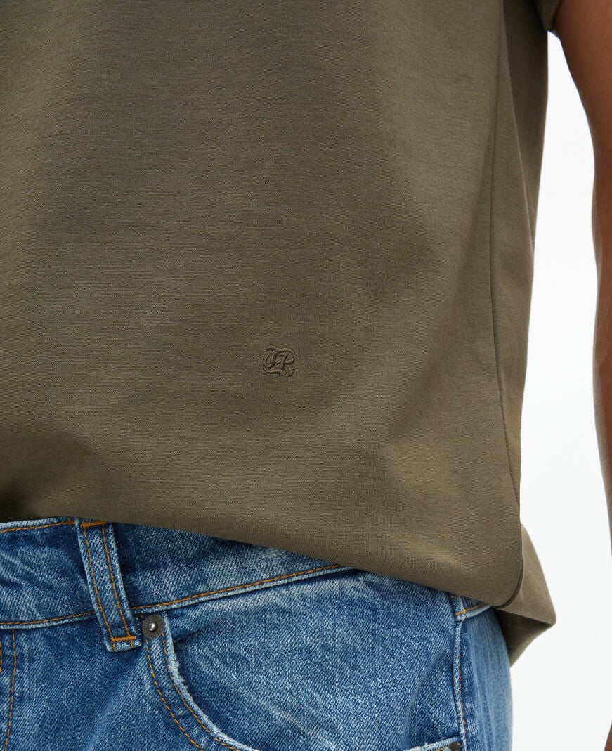 The Kooples HOMME KAKI t-shirt droit uni kaki