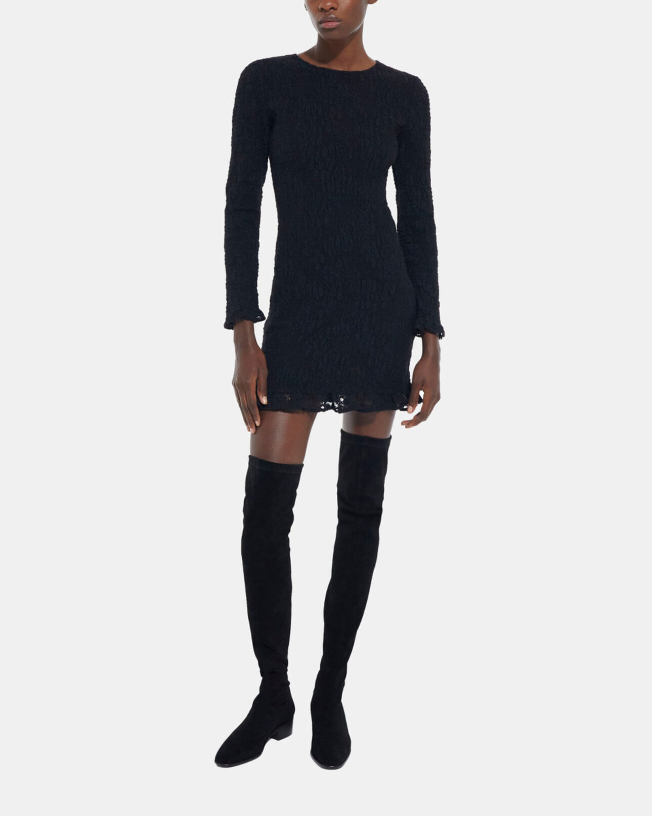 The Kooples WOMEN BLACK short black lace dress
