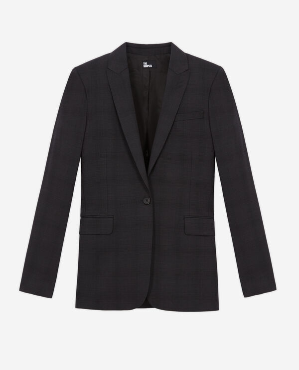 check wool suit jacket