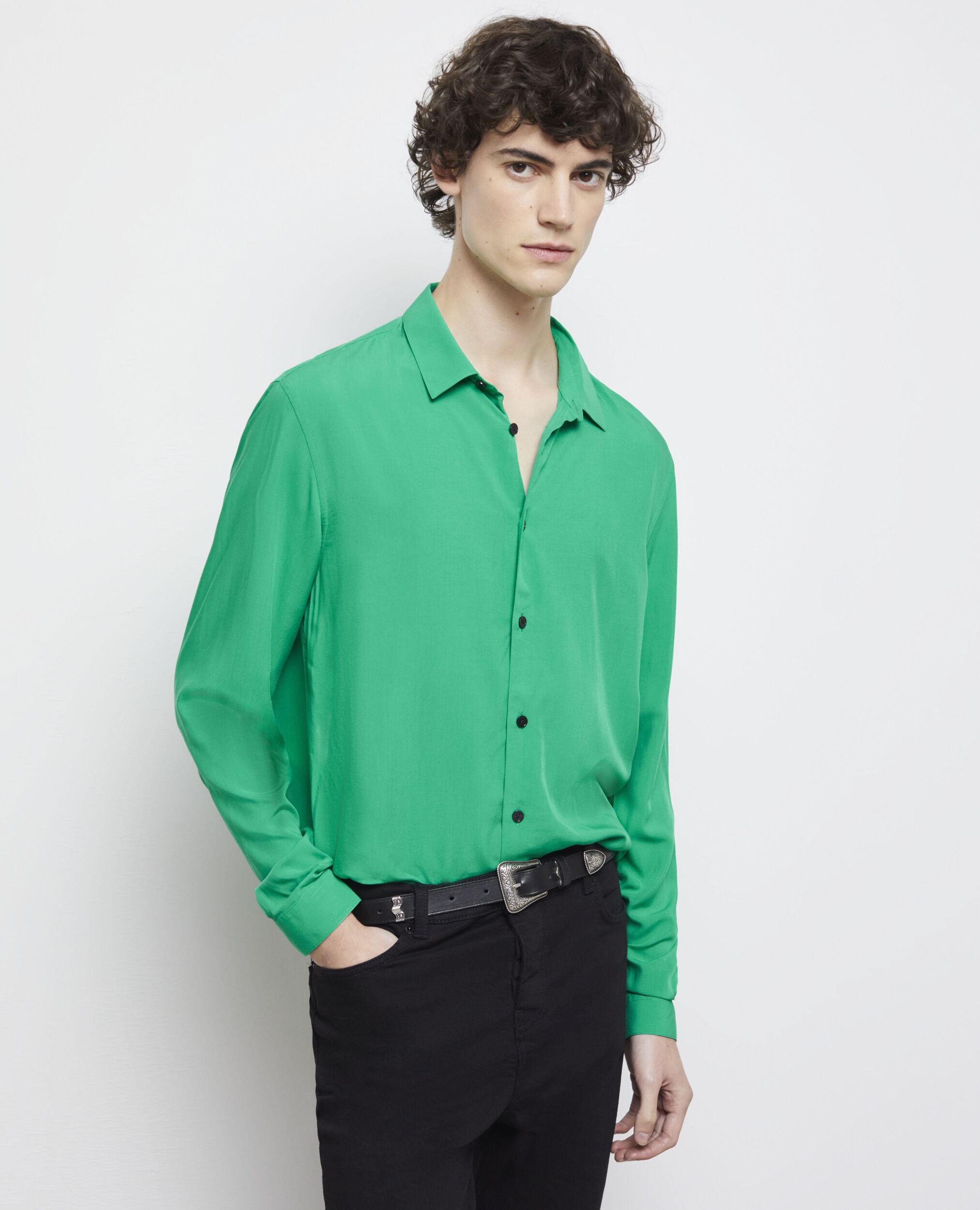 Camisa cuello clásico verde, GREEN, hi-res image number null