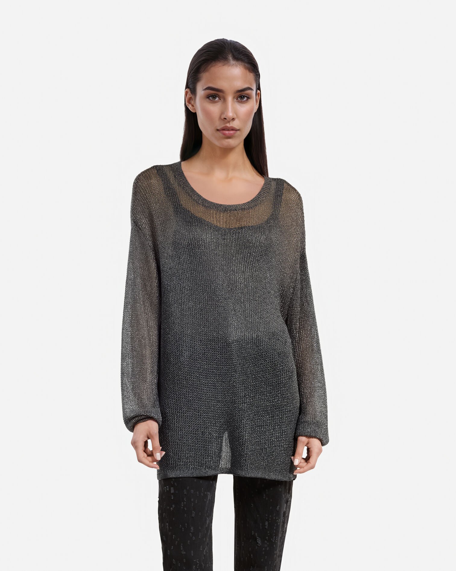 Pull effet cotte de maille gris, GREY SILVER, hi-res image number null
