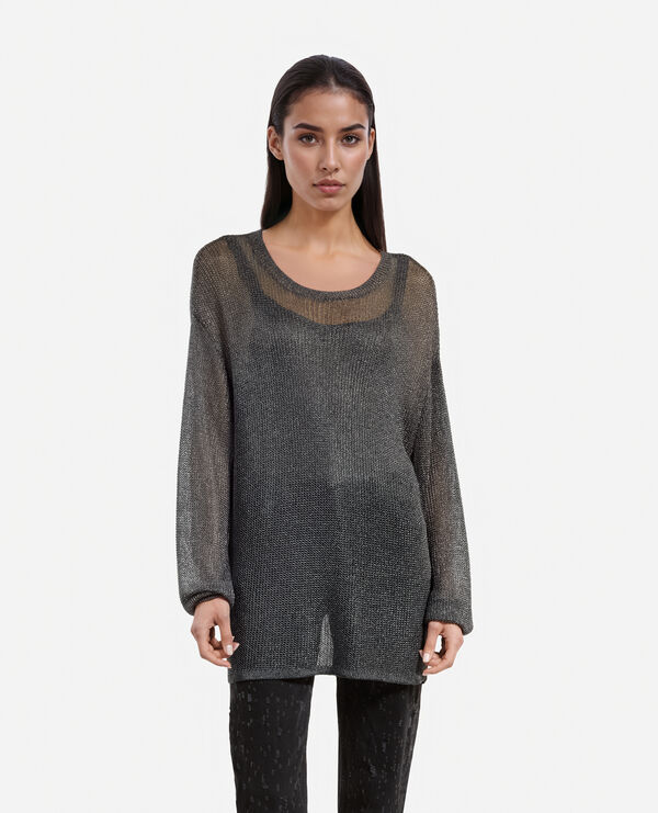 The Kooples WOMEN GREY SILVER gray chainmail effect sweater