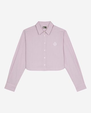 The Kooples WOMEN PINK BLACK pink poplin striped shirt