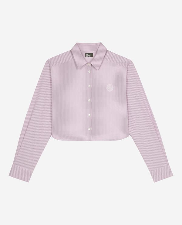 The Kooples WOMEN PINK BLACK pink poplin striped shirt
