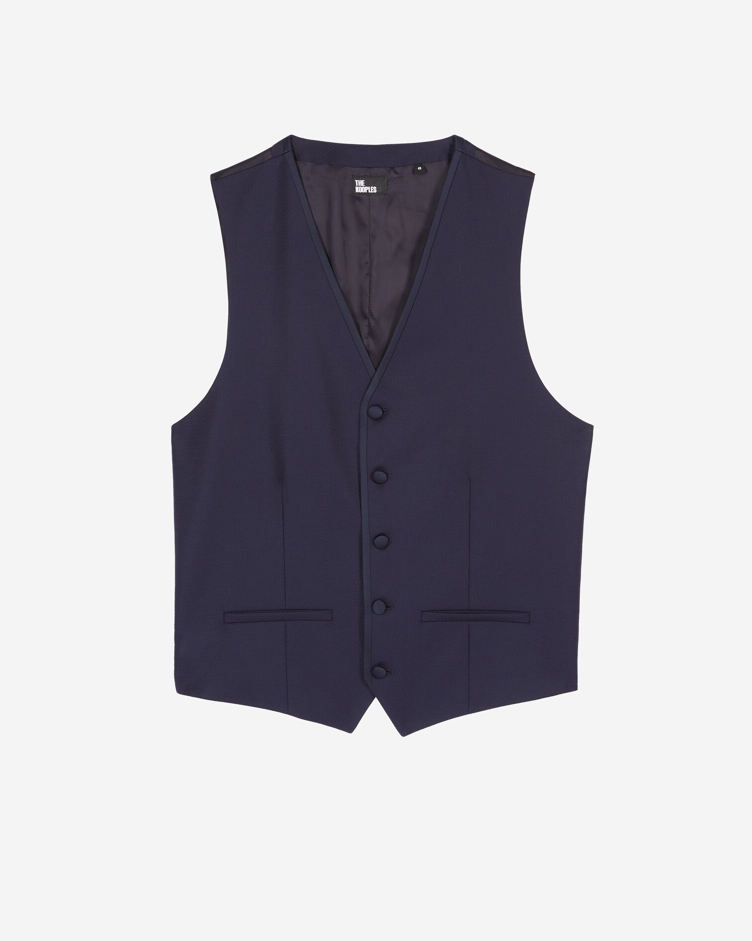 Gilet de smoking en laine bleu marine coupe ajustée, NAVY, hi-res image number null