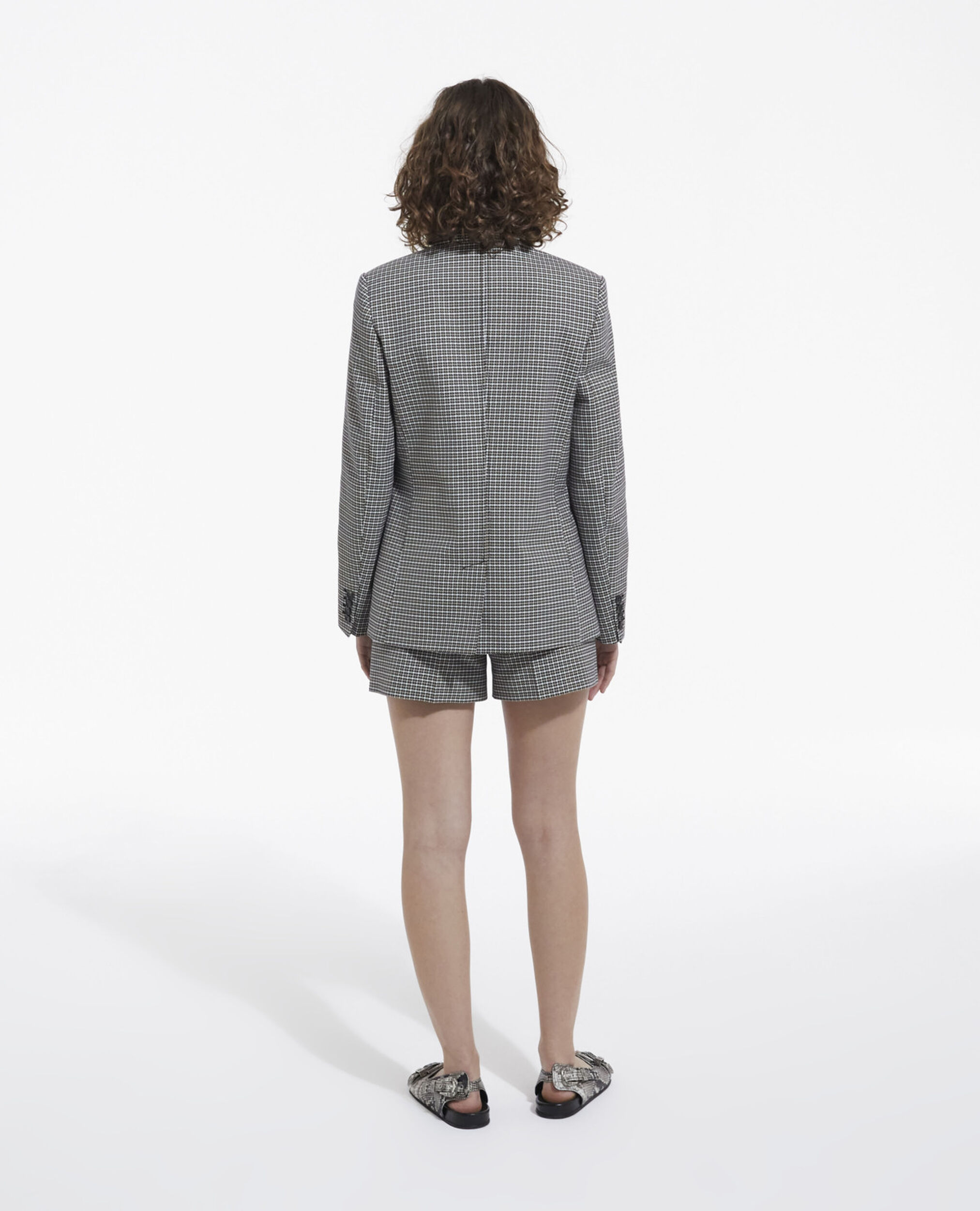 Straight tailored-cut check shorts, BEIGE-BROWN, hi-res image number null