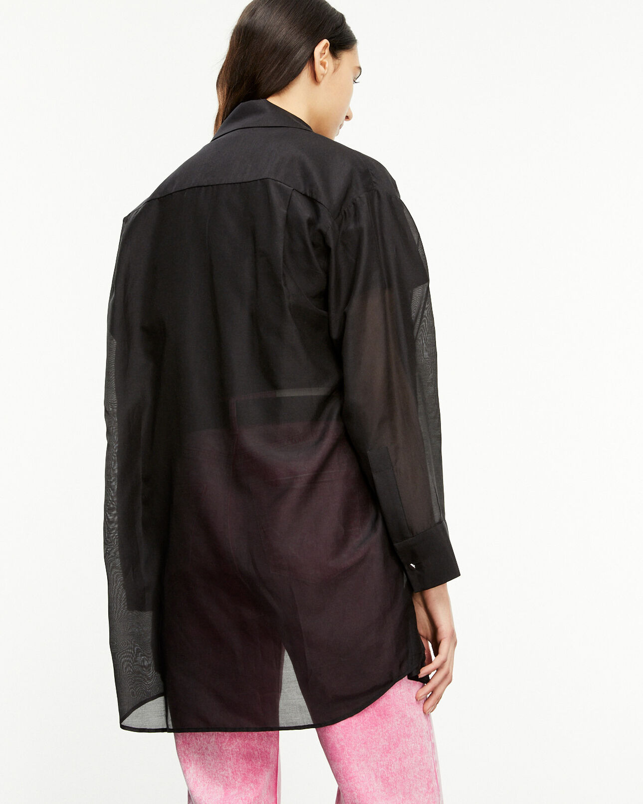 The Kooples WOMEN BLACK long black shirt with breast pockets