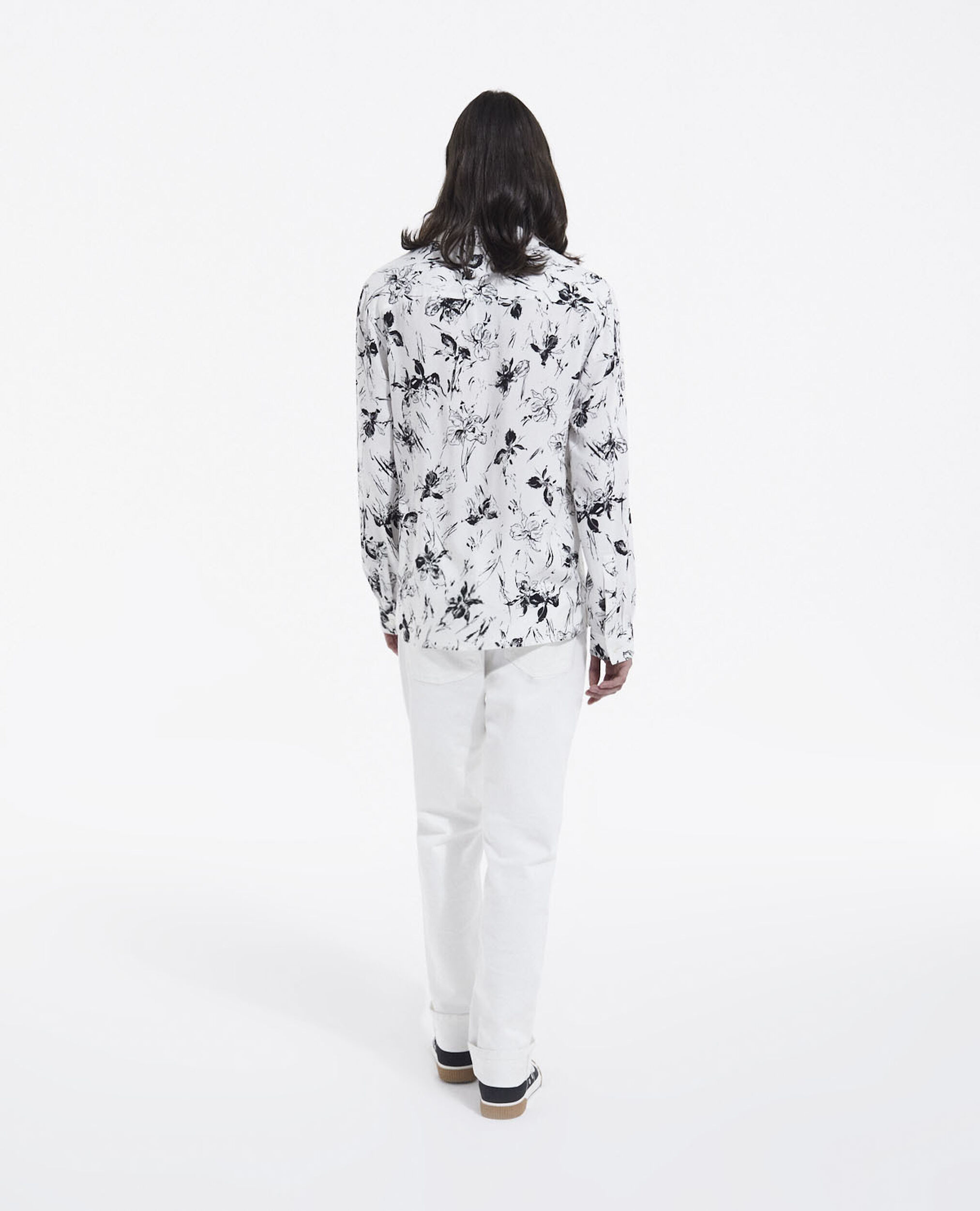 Camisa blanca de hombre con estampado floral, WHITE / BLACK, hi-res image number null