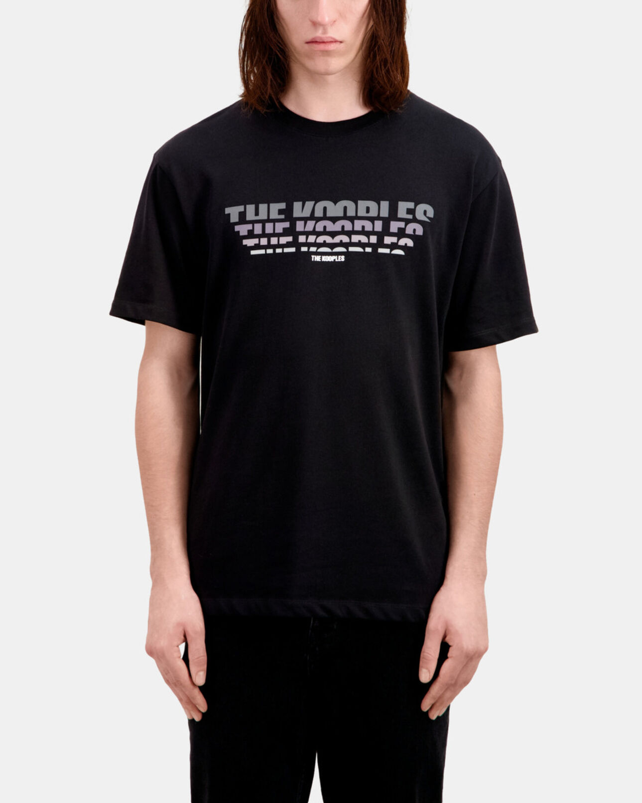 The Kooples HOMME BLACK t-shirt homme noir avec sérigraphie logo en dégradé de couleur