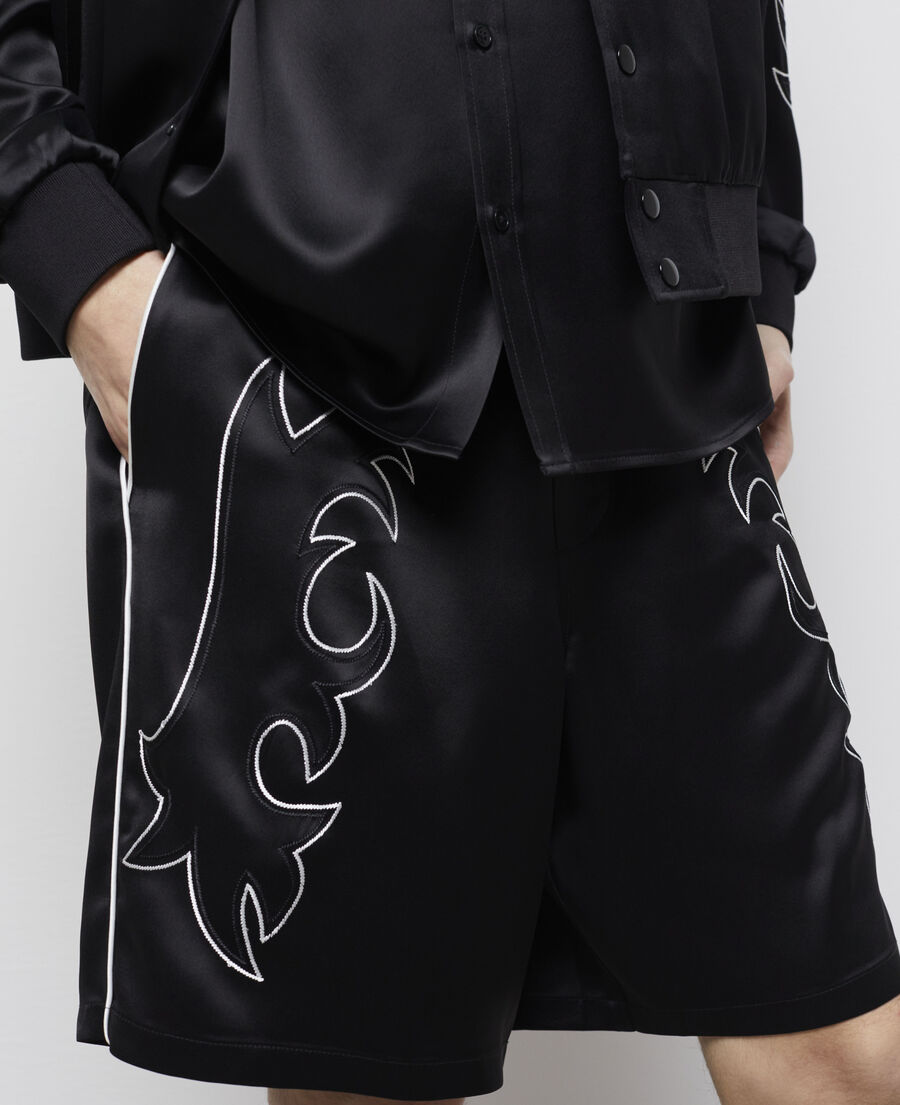 pantalones cortos negros bordados western