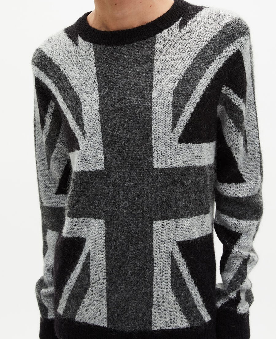 The Kooples MEN BLACK GREY black english flag sweater