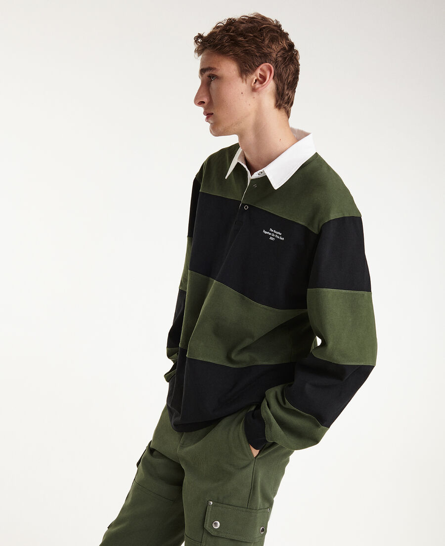 striped oversized polo in thick cotton