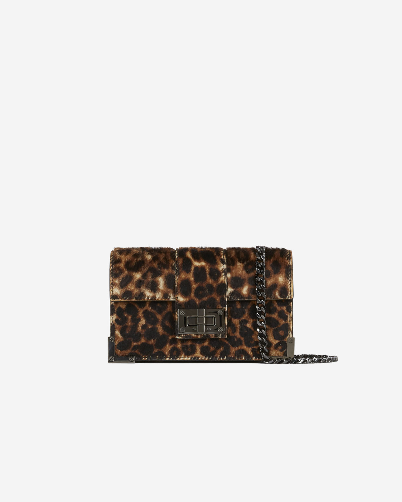 The Kooples WOMEN LEOPARD small emily pouch in leopard print leather