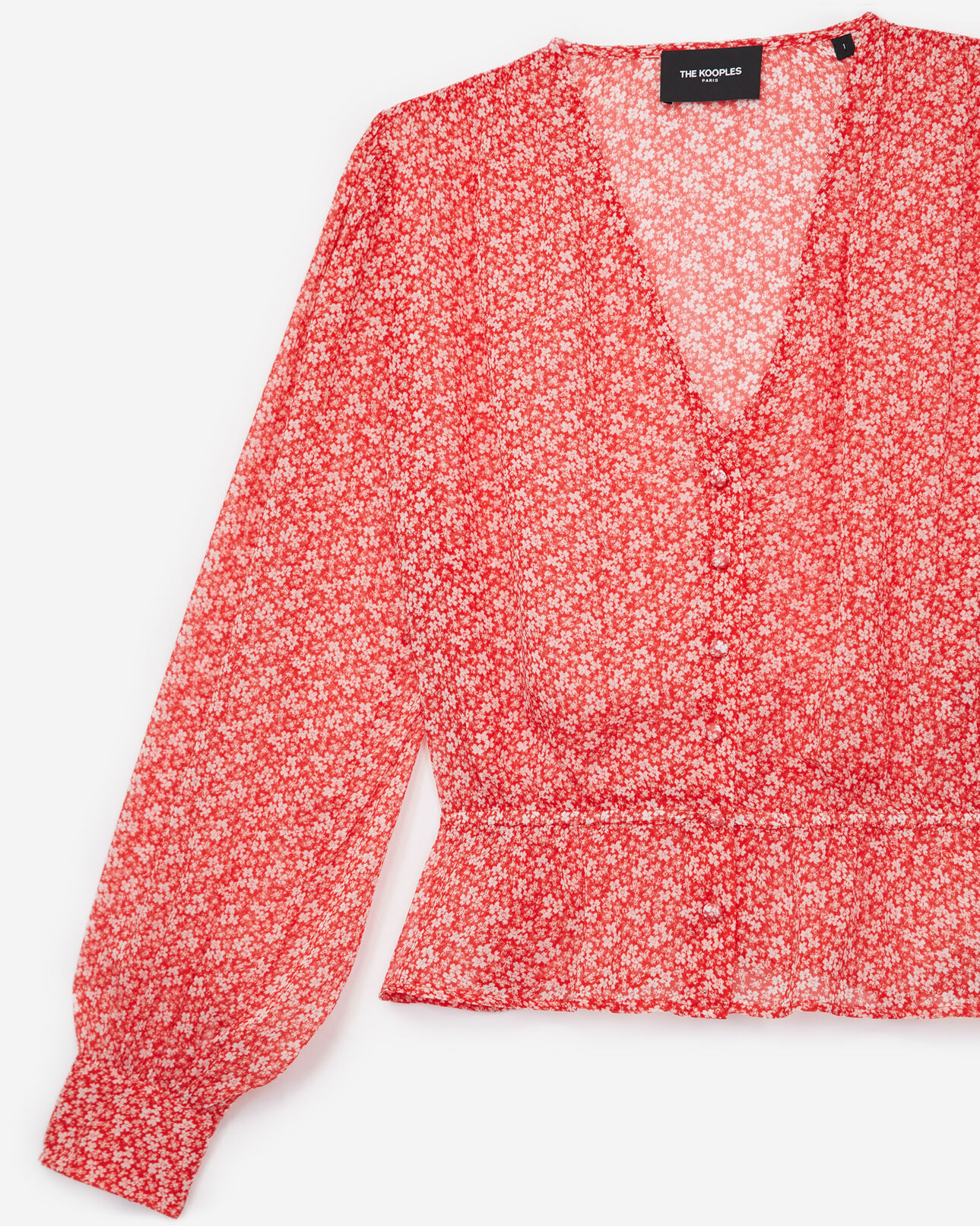 The Kooples WOMEN RED floral printed red shirt with peplum