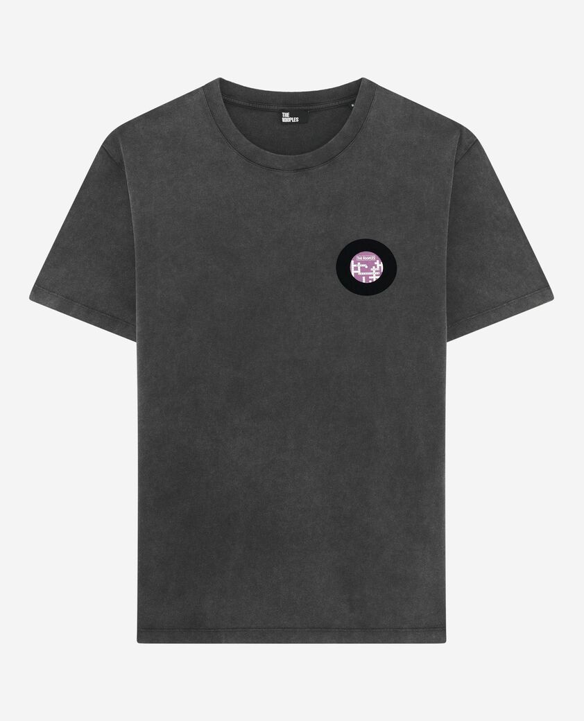 The Kooples H BLACK WASHED t-shirt with black vinyl flocking