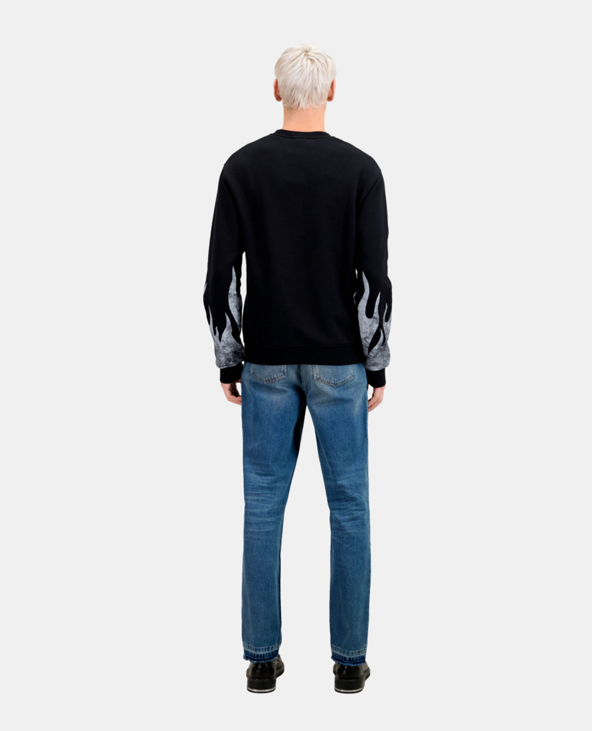 Men's Black sweatshirt with Kooples on fire serigraphy, BLACK, hi-res image number null