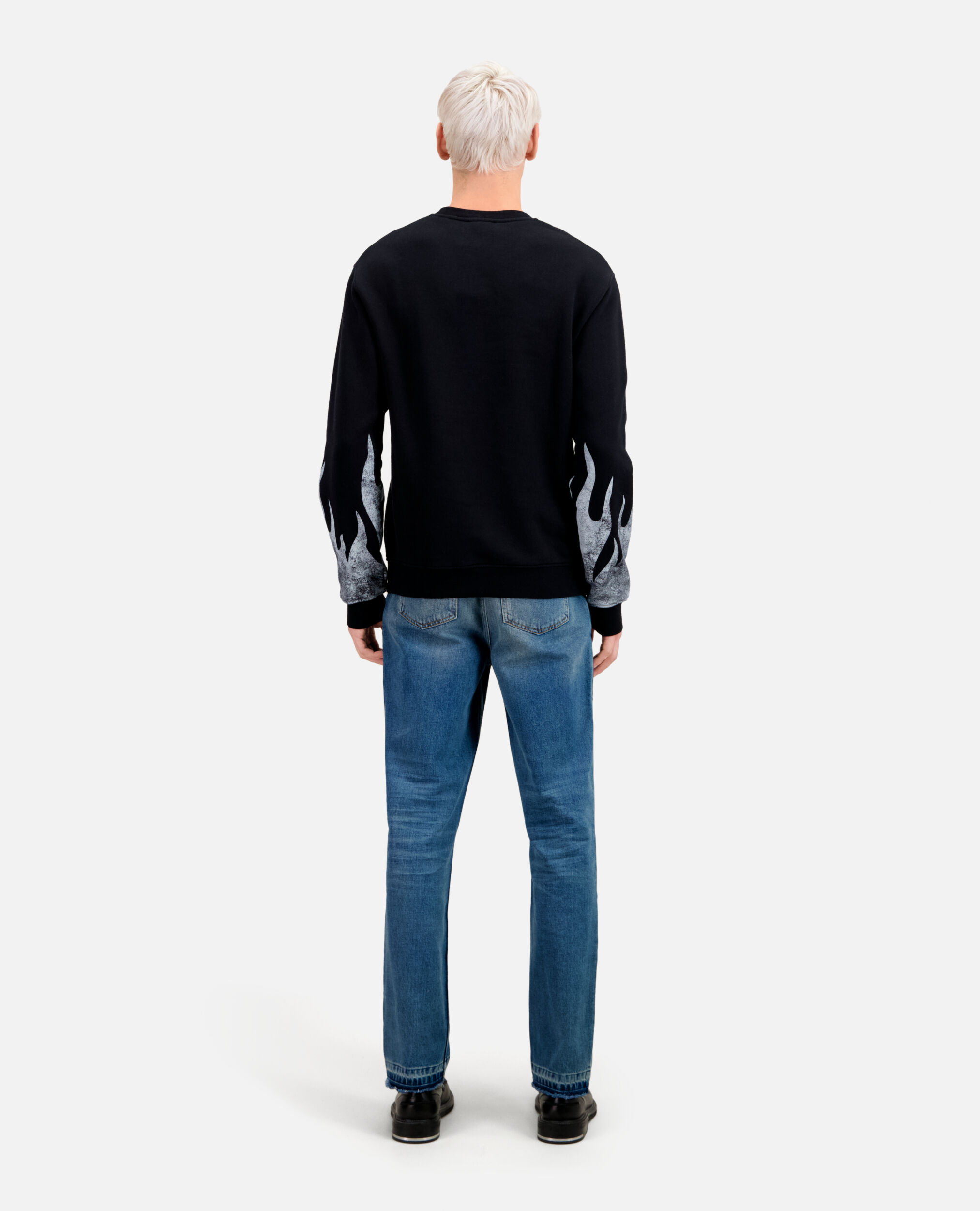 Herren Schwarzes Sweatshirt mit Siebdruck, BLACK, hi-res image number null