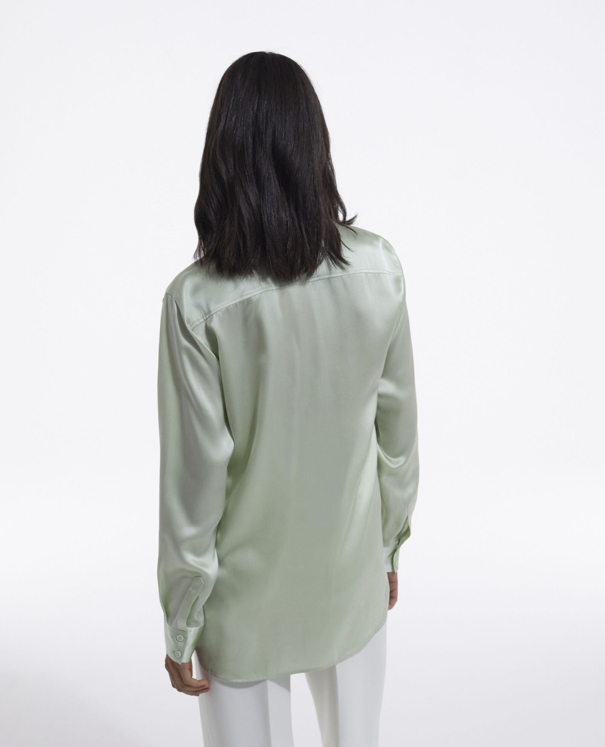 Mint green silk shirt, MINT, hi-res image number null