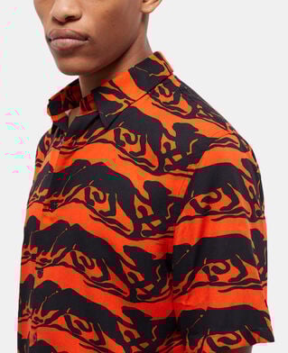 The Kooples H BLACK - RED panther print casual shirt