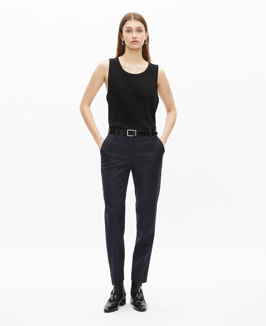 The Kooples WOMEN NAVY navy blue slim-fit wool tailored trousers