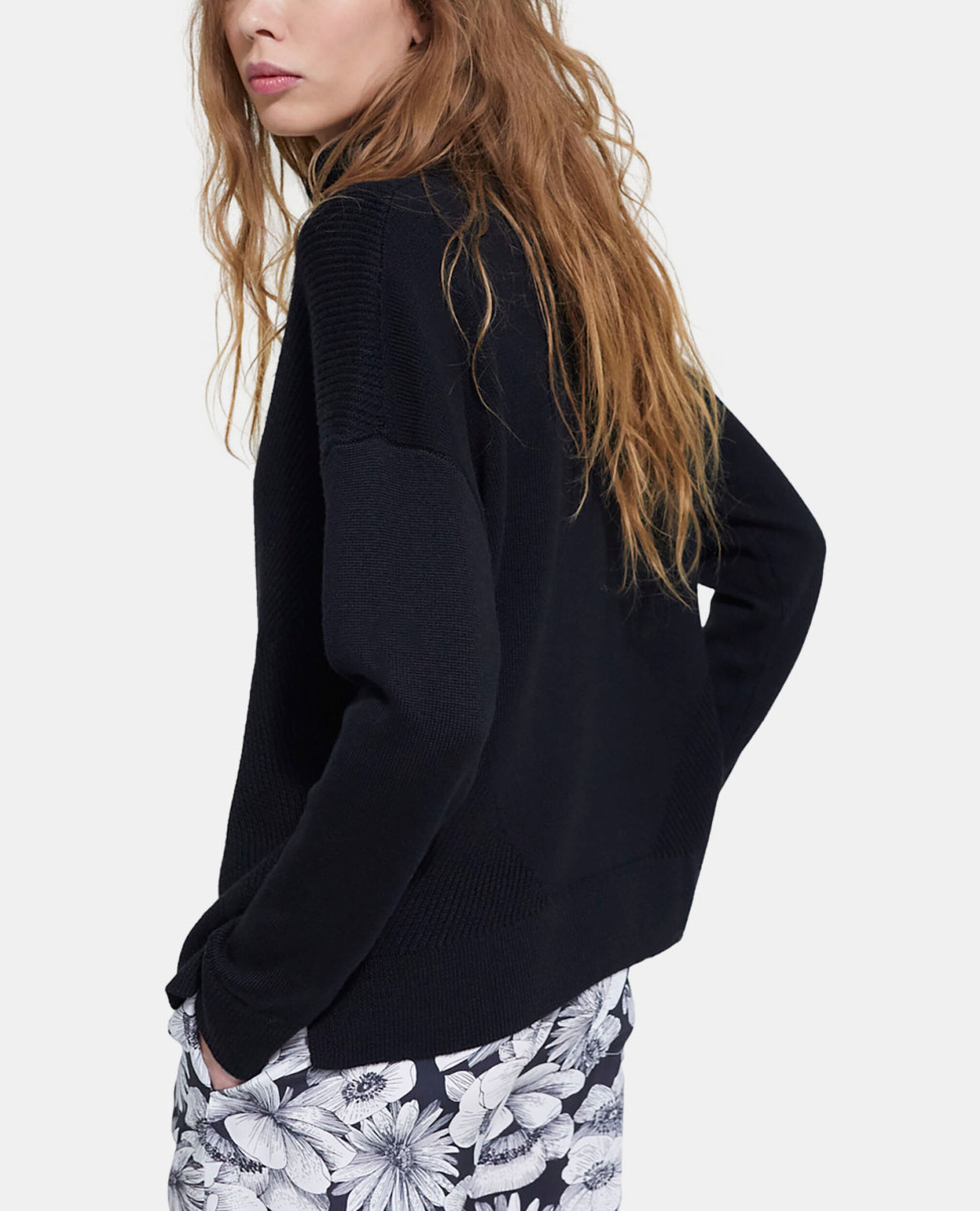 Black wool sweater, BLACK, hi-res image number null