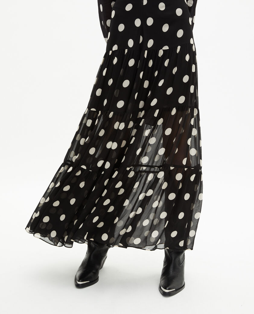 The Kooples DAMEN BLACK WHITE langer rock mit pünktchenmuster schwarz