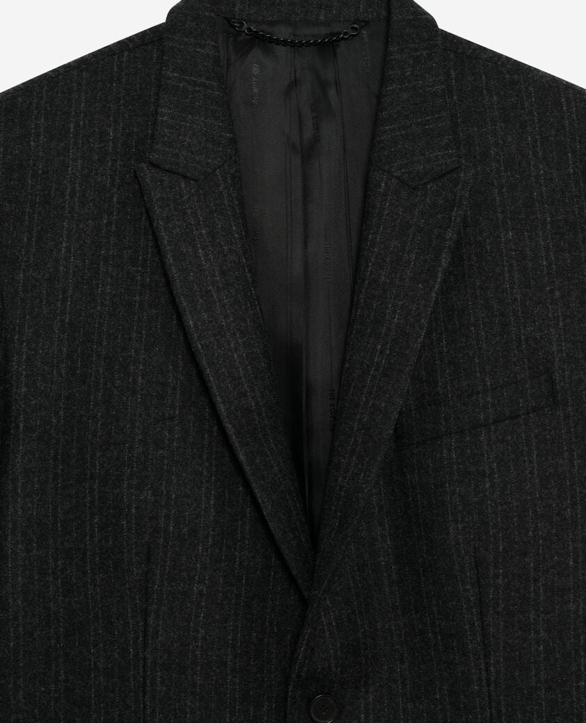 The Kooples HERREN PEARL GREY gerade geschnittene anzugjacke mit feinen streifen in dunkelgrau