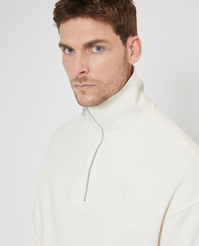 The Kooples MEN LIGHT BEIGE beige trucker-neck sweatshirt