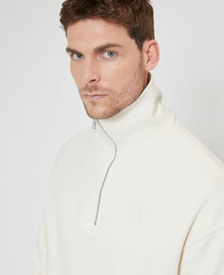 The Kooples H LIGHT BEIGE beige trucker-neck sweatshirt